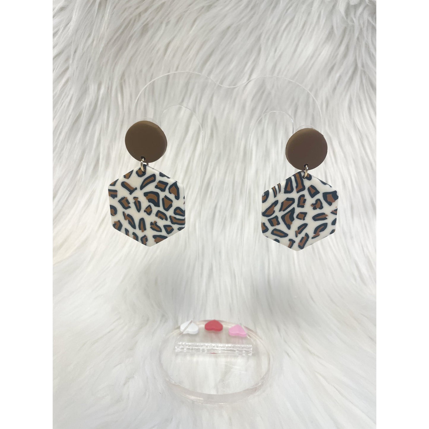 Brown Leopard Clay Earrings