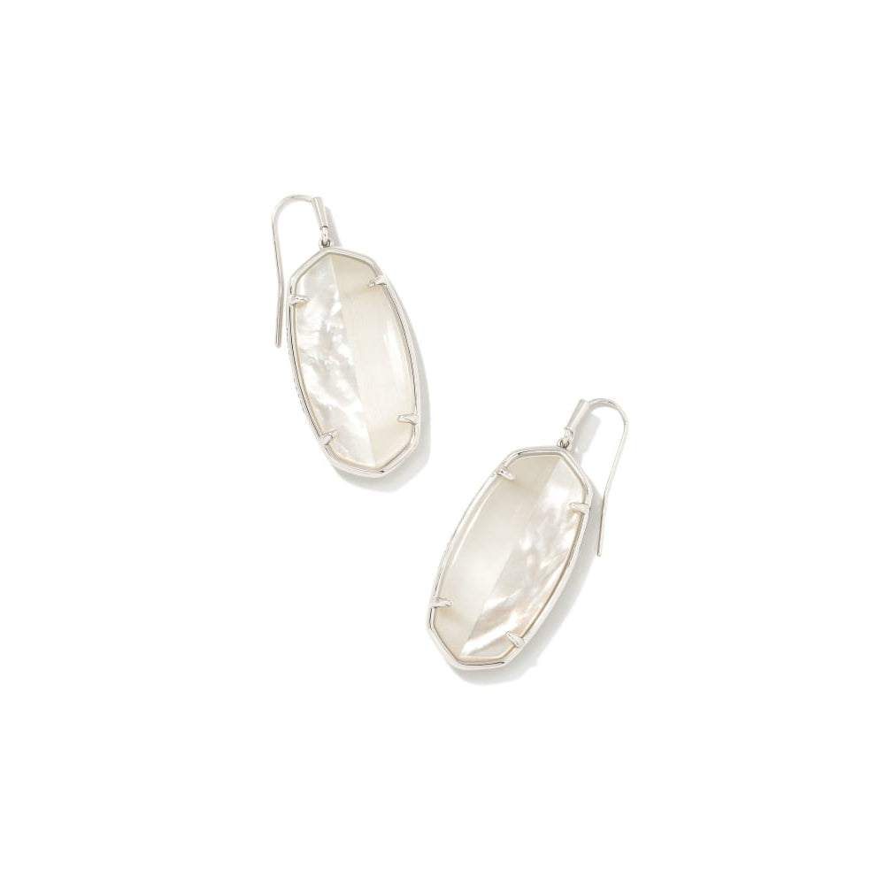 Elle Silver Intarsia Drop Earrings In White Intarsia