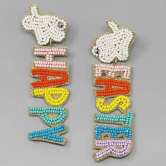 Happy Easter Beaded Earrings