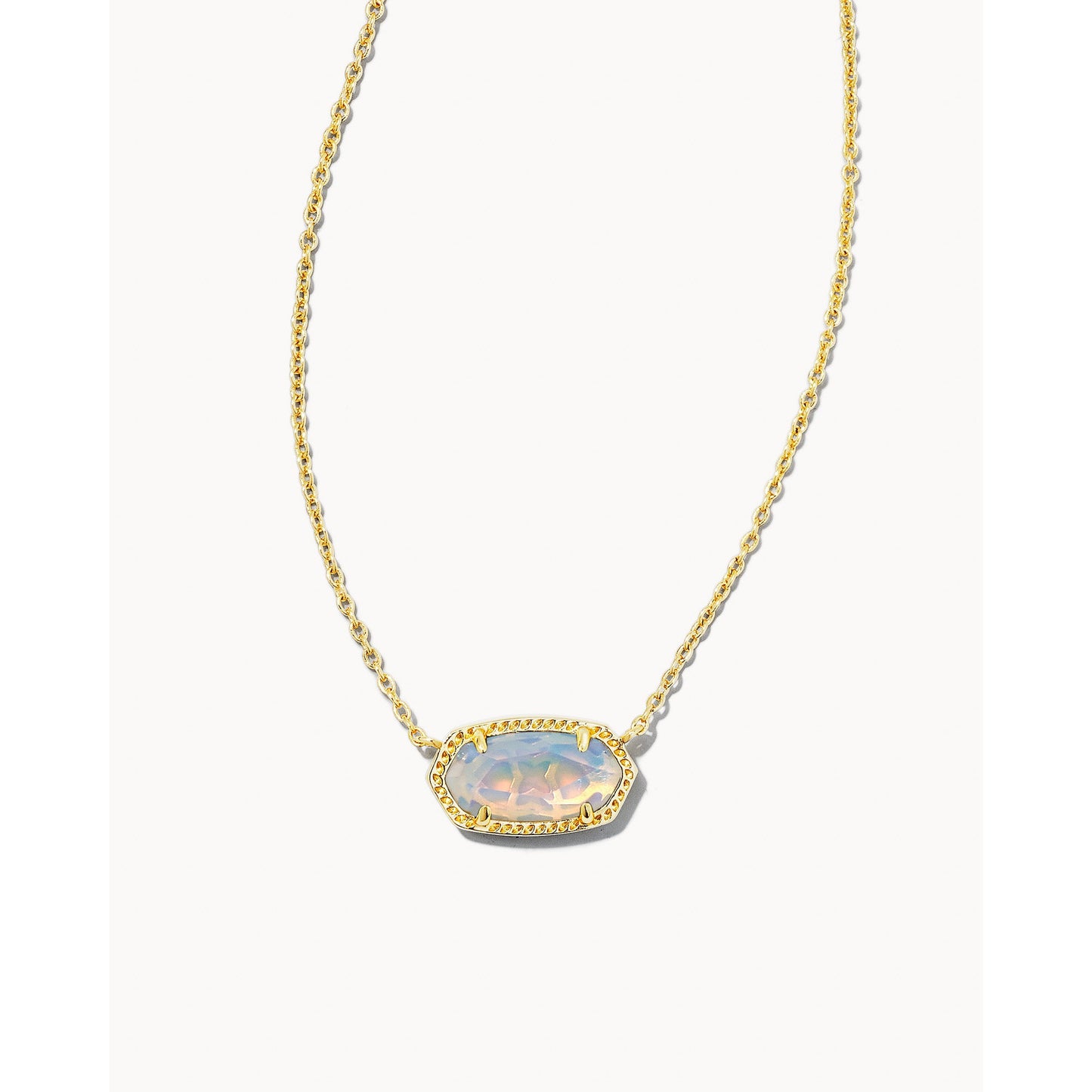 Elisa Gold Pendant Necklace In Iridescent Opalite