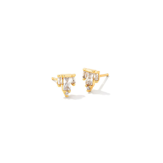 Juliette Stud Earrings in Gold With White Crystal