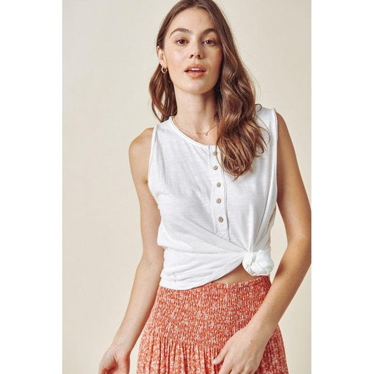 Henley Tank Top in Ivory