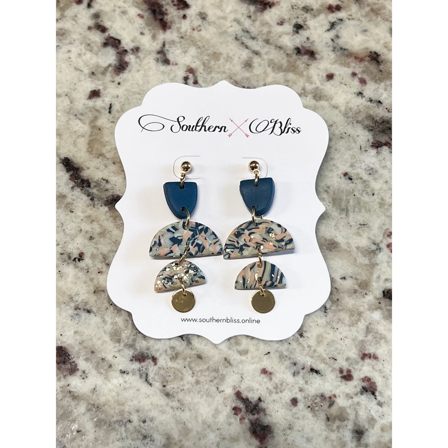 Navy Clay Layer Earrings