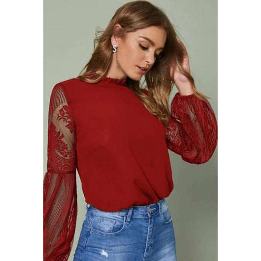 Sweet Burgundy Lace Blouse
