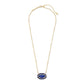 Threaded Elisa Gold Pendant Necklace In Navy Dusted Glass