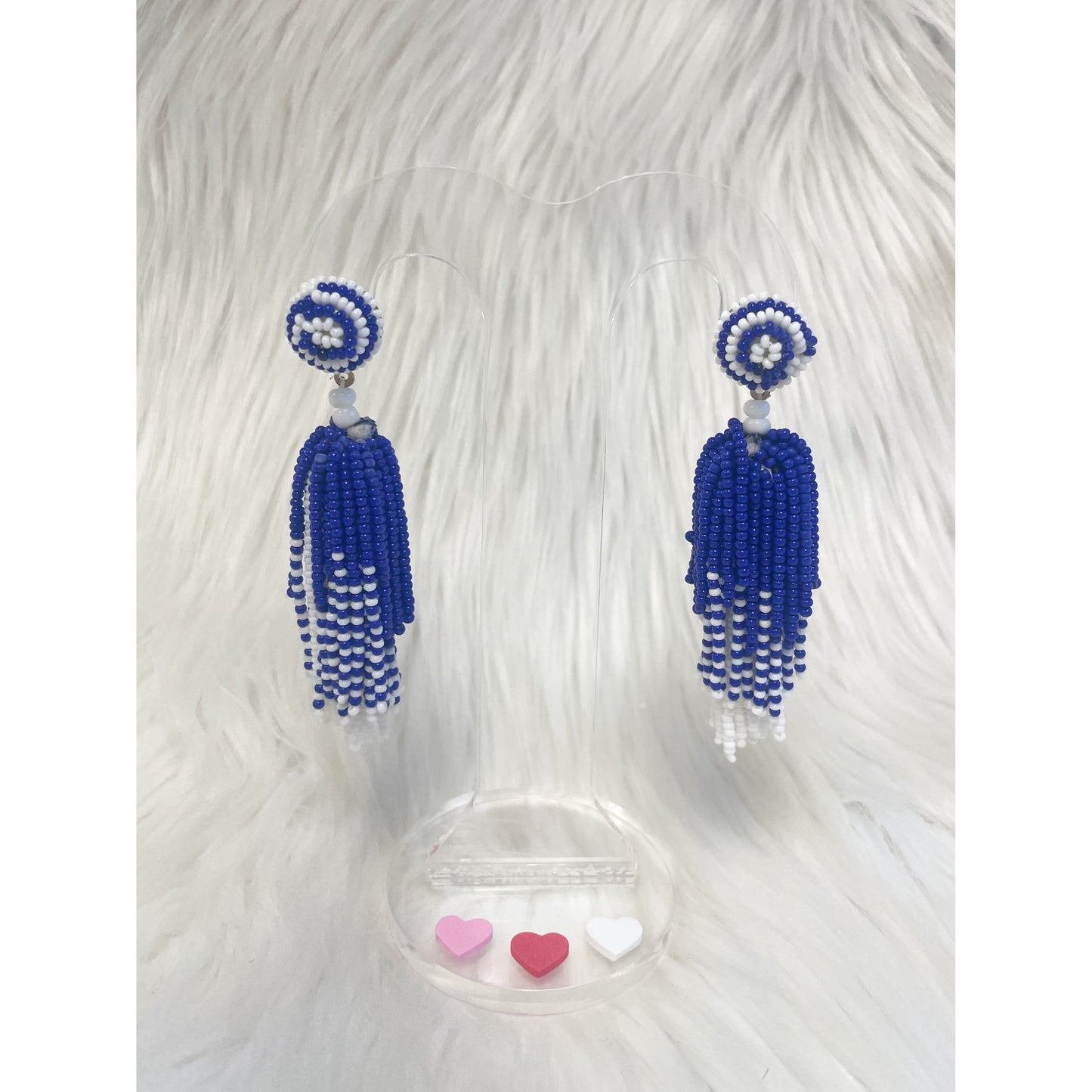Beaded Blue & White Earrings
