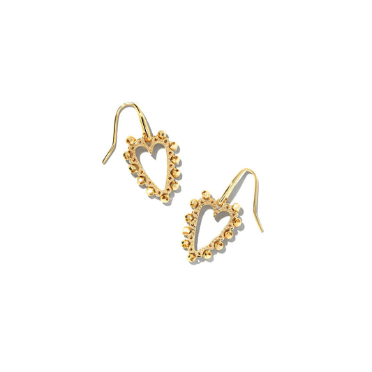 Beaded Ansley Open Frame Earring In Gold Metal