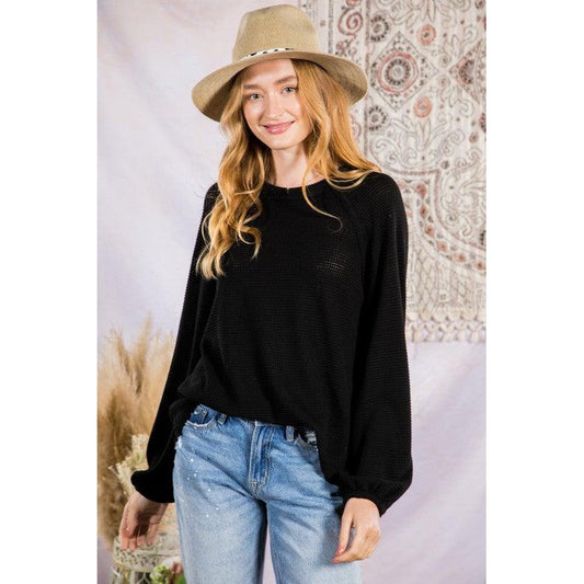 Solid Waffle Knit Top