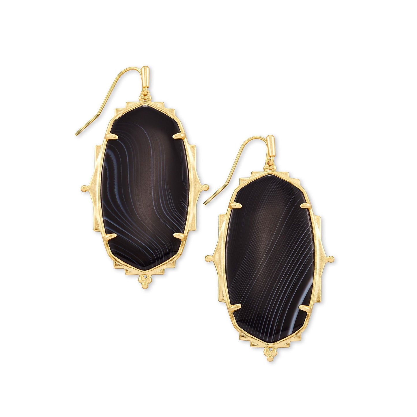 Fall 2 Baroque Ella Drop Earring In Gold Black Banded Agate