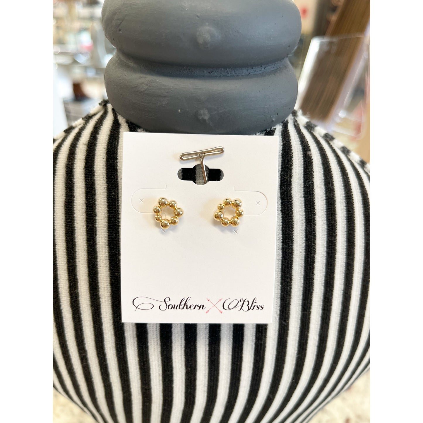 Mini Gold Ball Circle Earrings