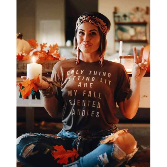 Fall Candles Brown Tee
