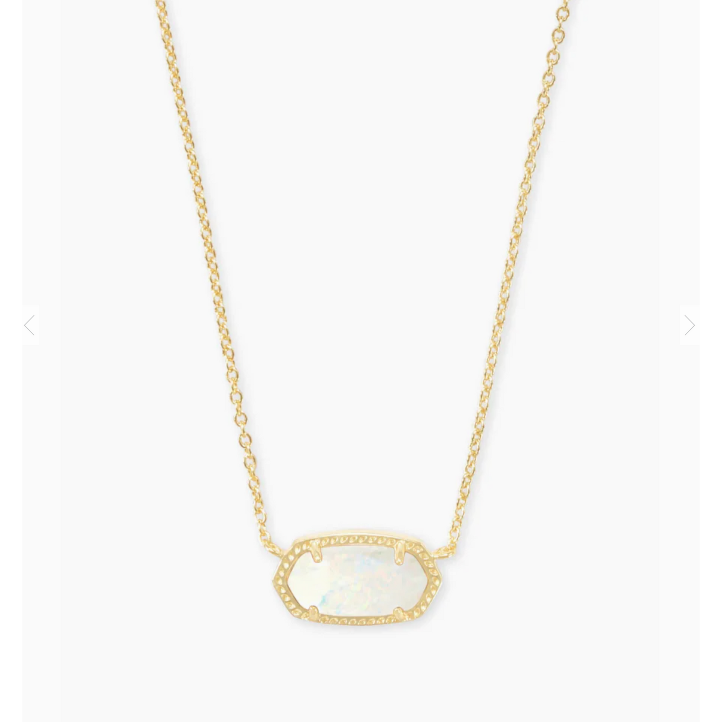 Elisa Gold Pendant Necklace In White Kyocera Opal