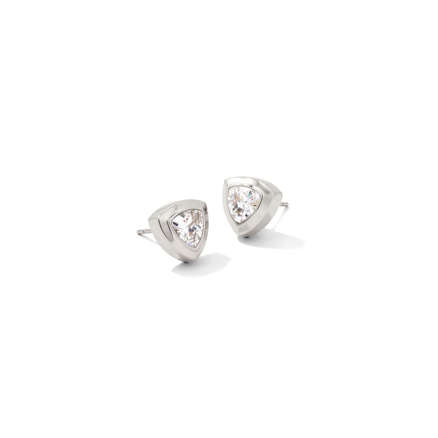 Arden Stud Earring in Rhodium and White Crystal
