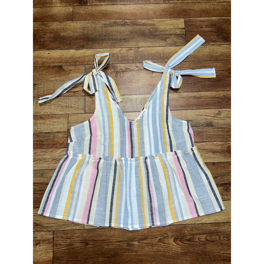 V Neck Multi Stripe Top