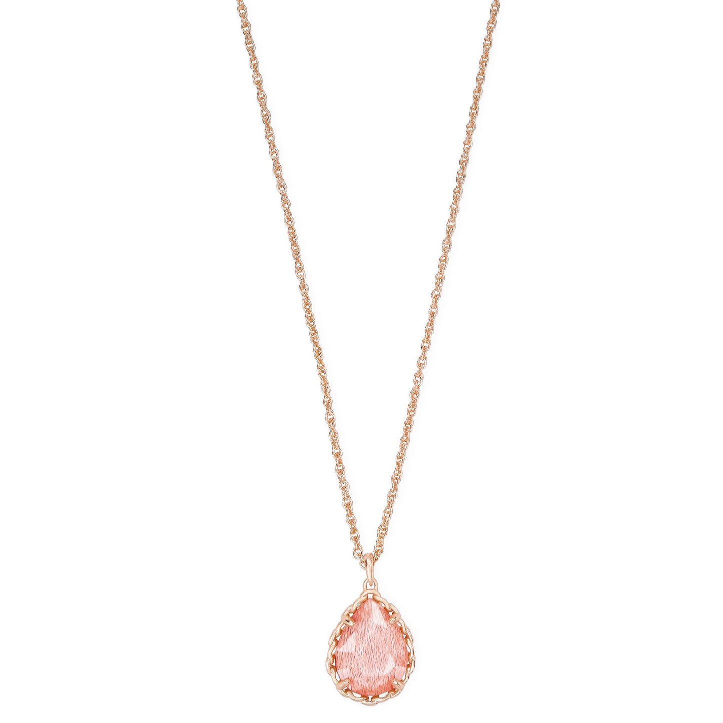Macrame Dee Short Necklace in Rose Gold Blush Wood