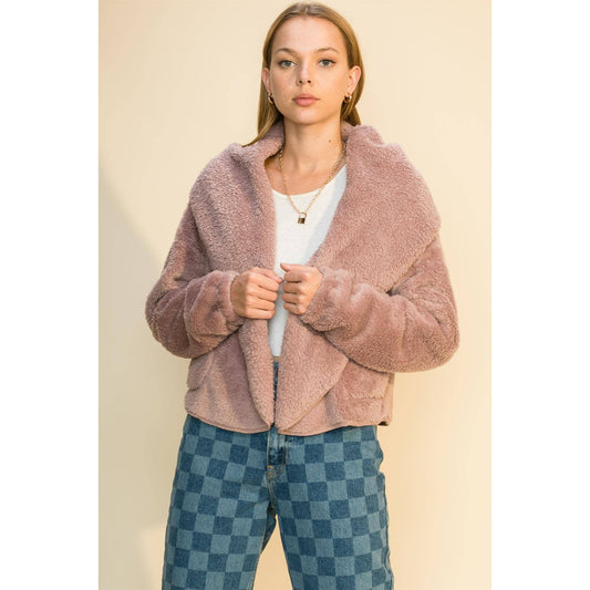 Mauve Faux Fur Jacket