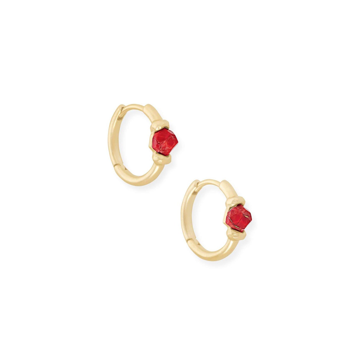 Ellms Gold Huggie Earrings In Bronze Veined Red Magnesite
