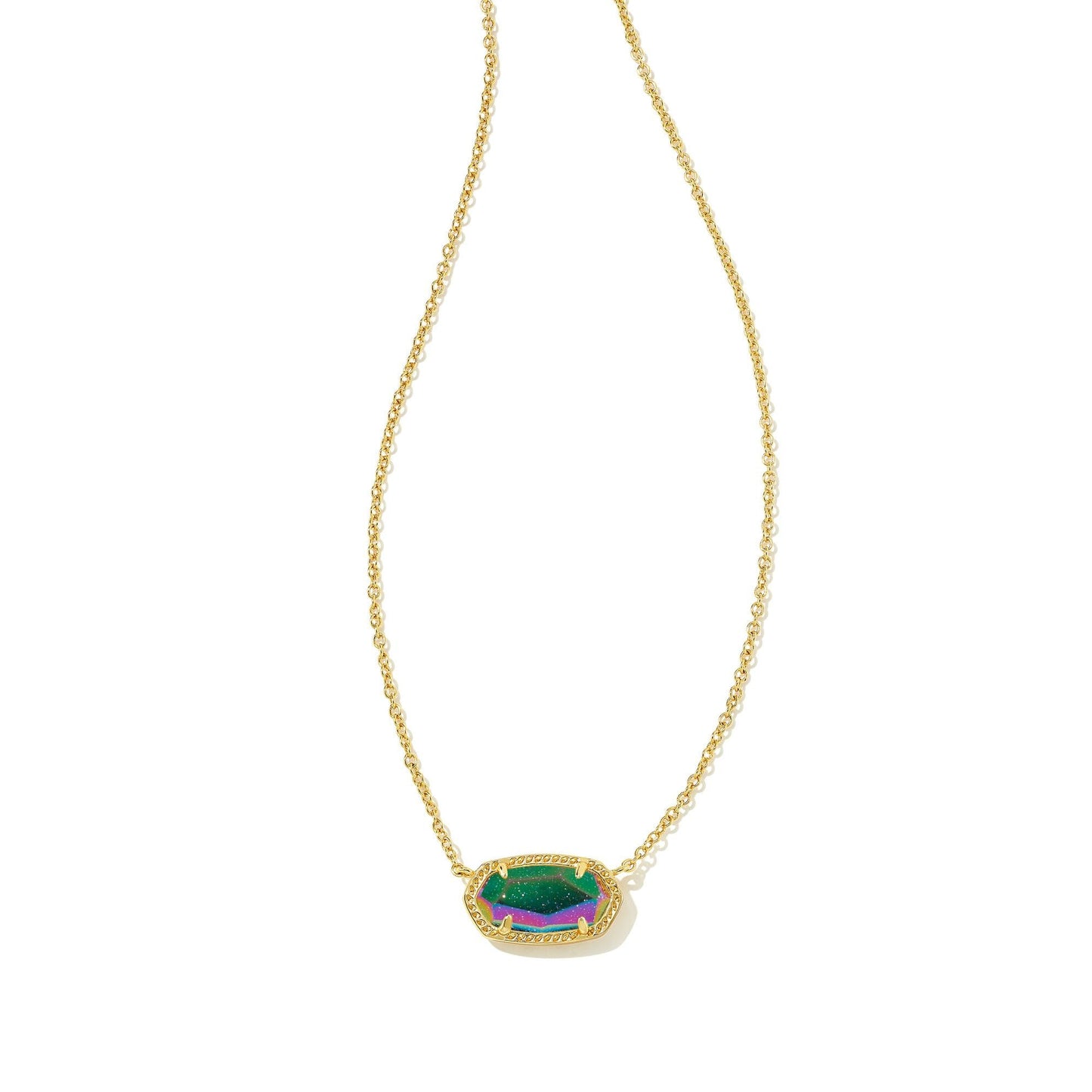 Elisa Pendant Necklace in GoldIridescent Blue Goldstone