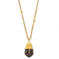 Freida Long Pendant Necklace Vintage Gold Golden Obsidian
