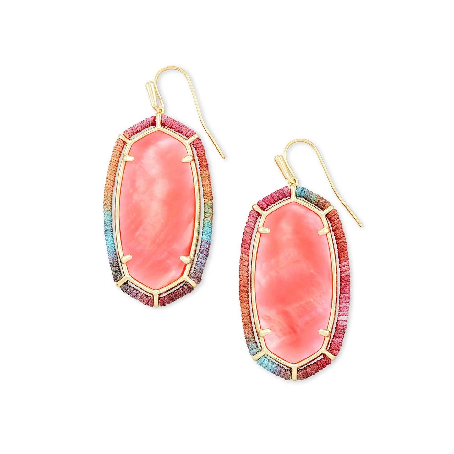 Elle Drop Threaded Earrings In Gold Coral Illusion