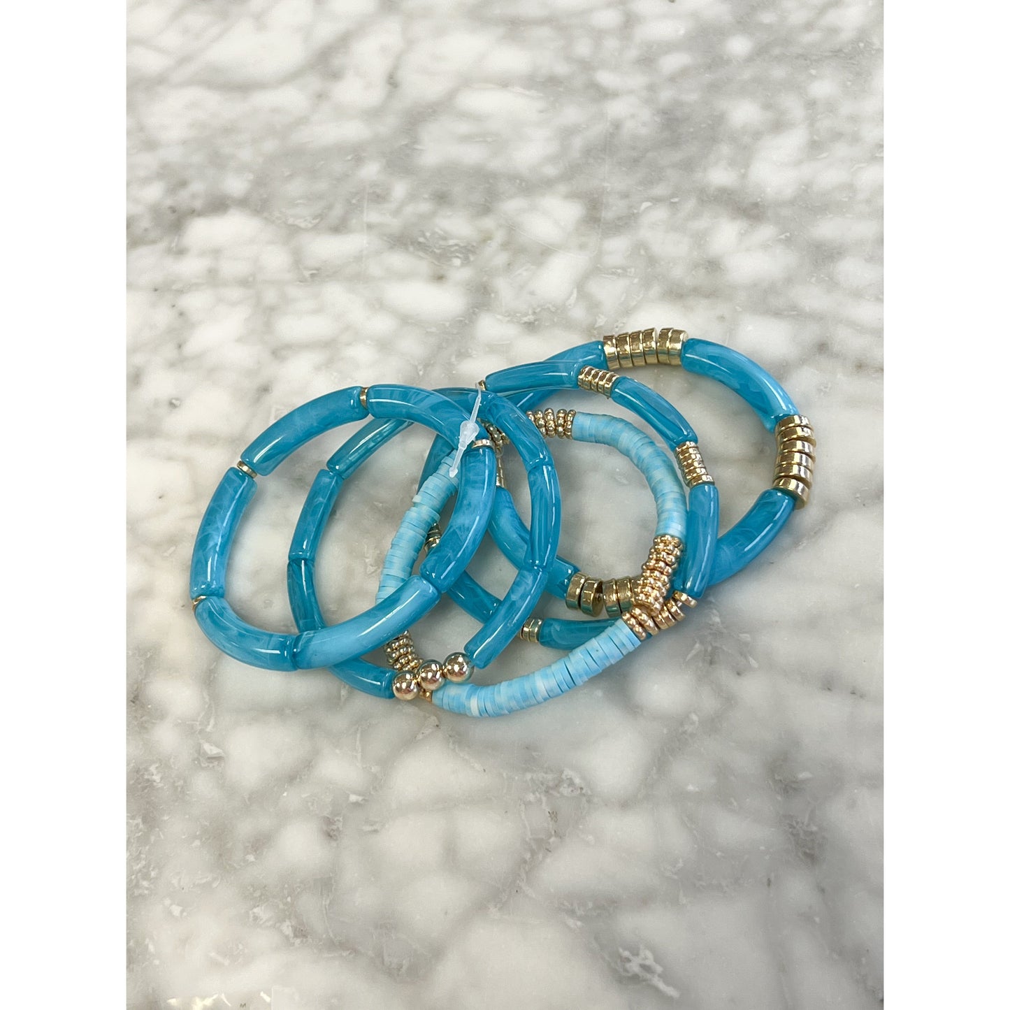 Blue Sandra Tube Bracelet Set