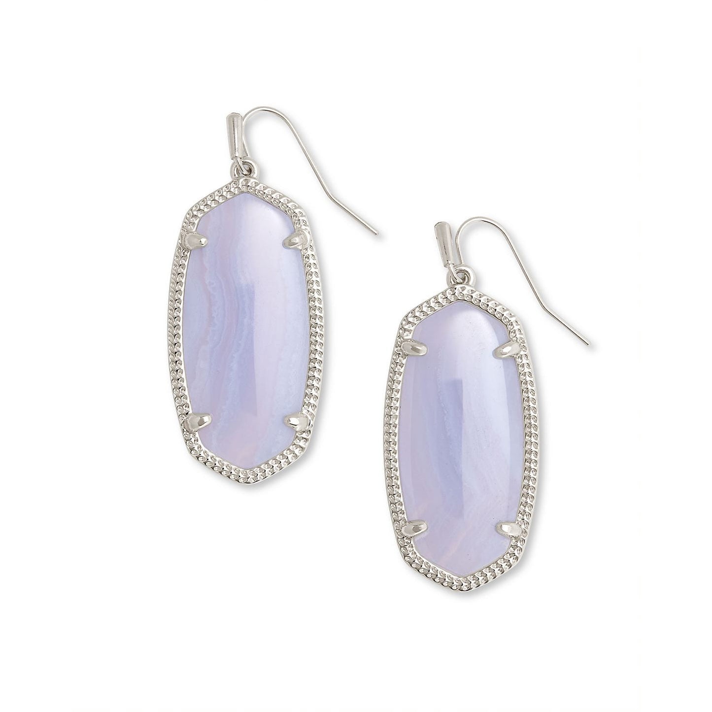 Elle Silver Drop Earrings In Blue Lace Agate