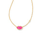 Lips Pendant Necklace in Gold Pink Opal