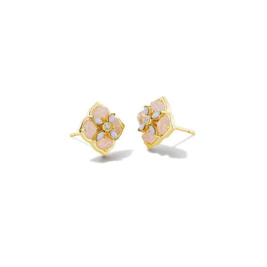 Dira Stud Earrings in Gold Pink Mix