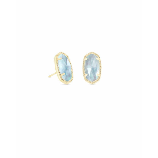 Ellie Earrings In Gold Light Blue Illusion