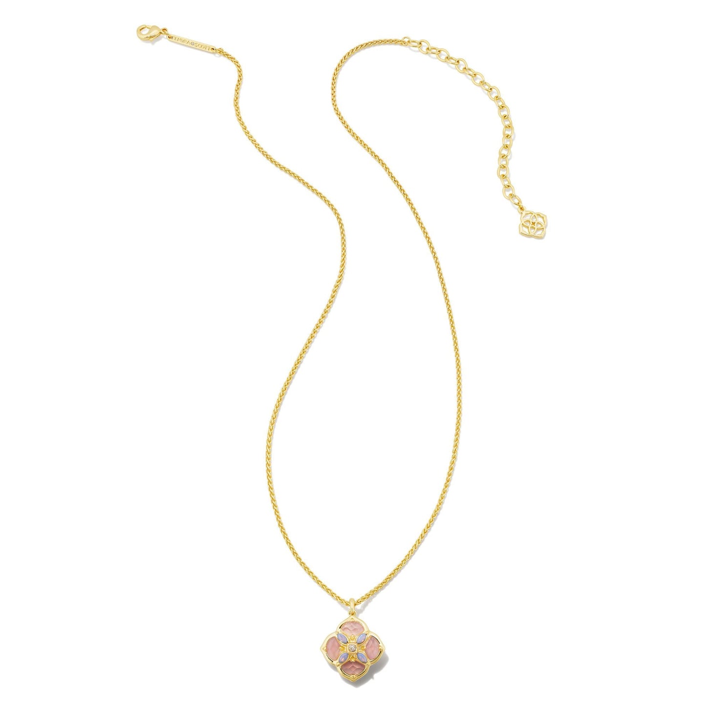 Dira Stone Pendant Necklace in Gold Pink
