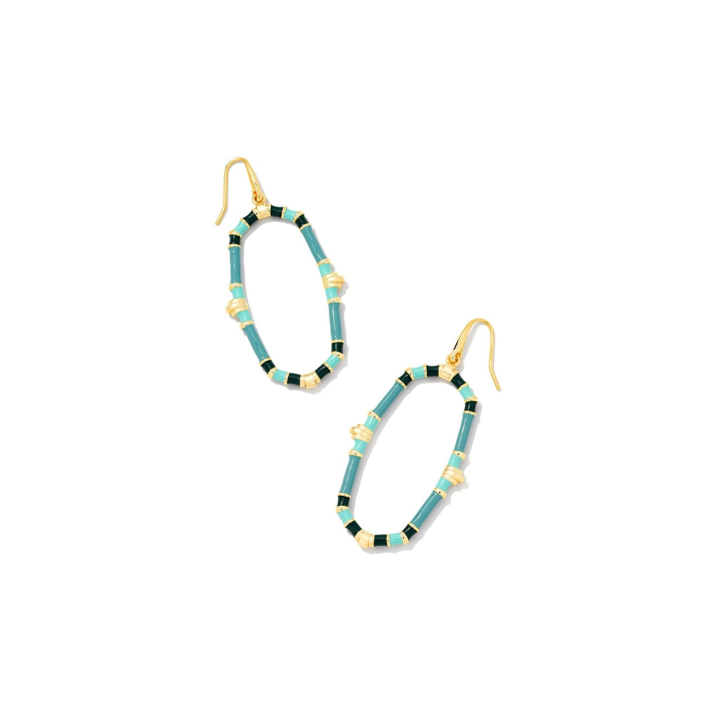 Essie Open Frame Earrings in Gold Sea Green Mix