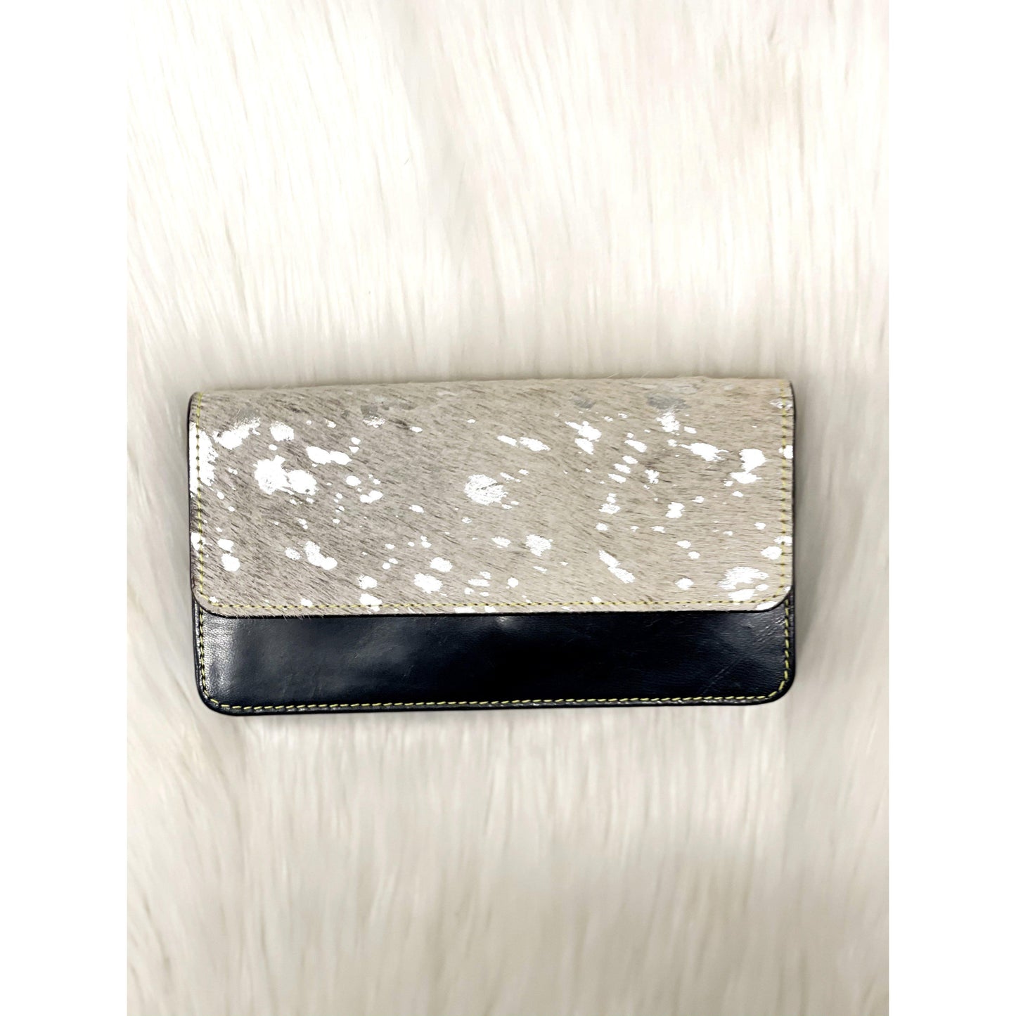 Nova Leather Wallet Black/ White Silver