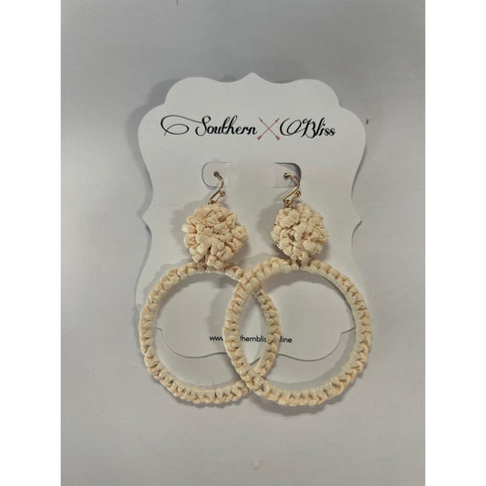 Straw Cream Circle Earring