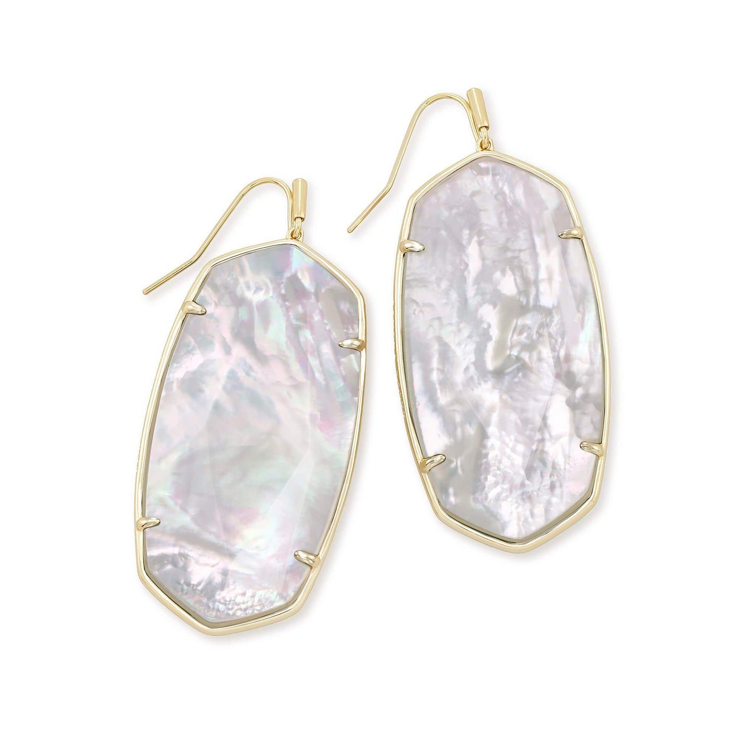 Faceted Danielle Earring in Gold Ivory Mother of Pearl