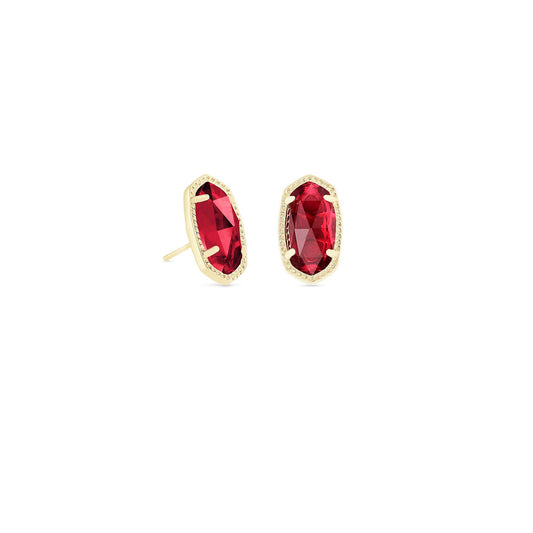 Ellie Earrings In Gold Clear Berry January Birthstone