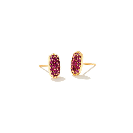 Grayson Crystal Stud Earrings in Gold Ruby