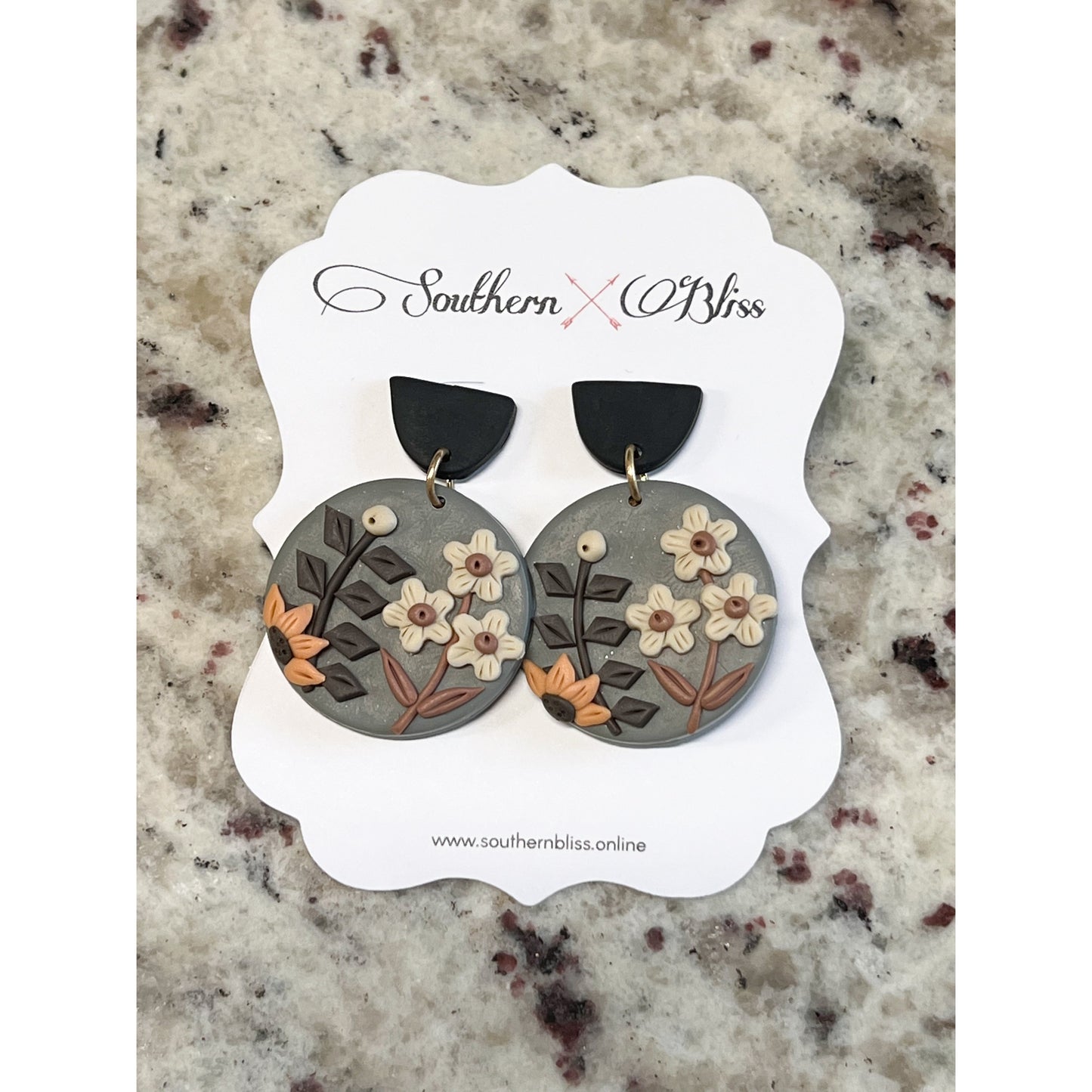 Clay Floral Circle Earrings