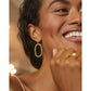 Elle Gold Open Frame Earrings In Black Spinel