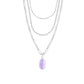 Elisa Triple Strand Necklace In Bright Silver Iridescent Lilac