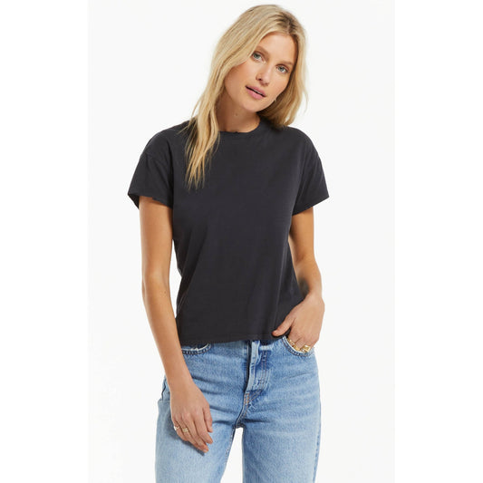 Distressed Modern Tee In Washed Black