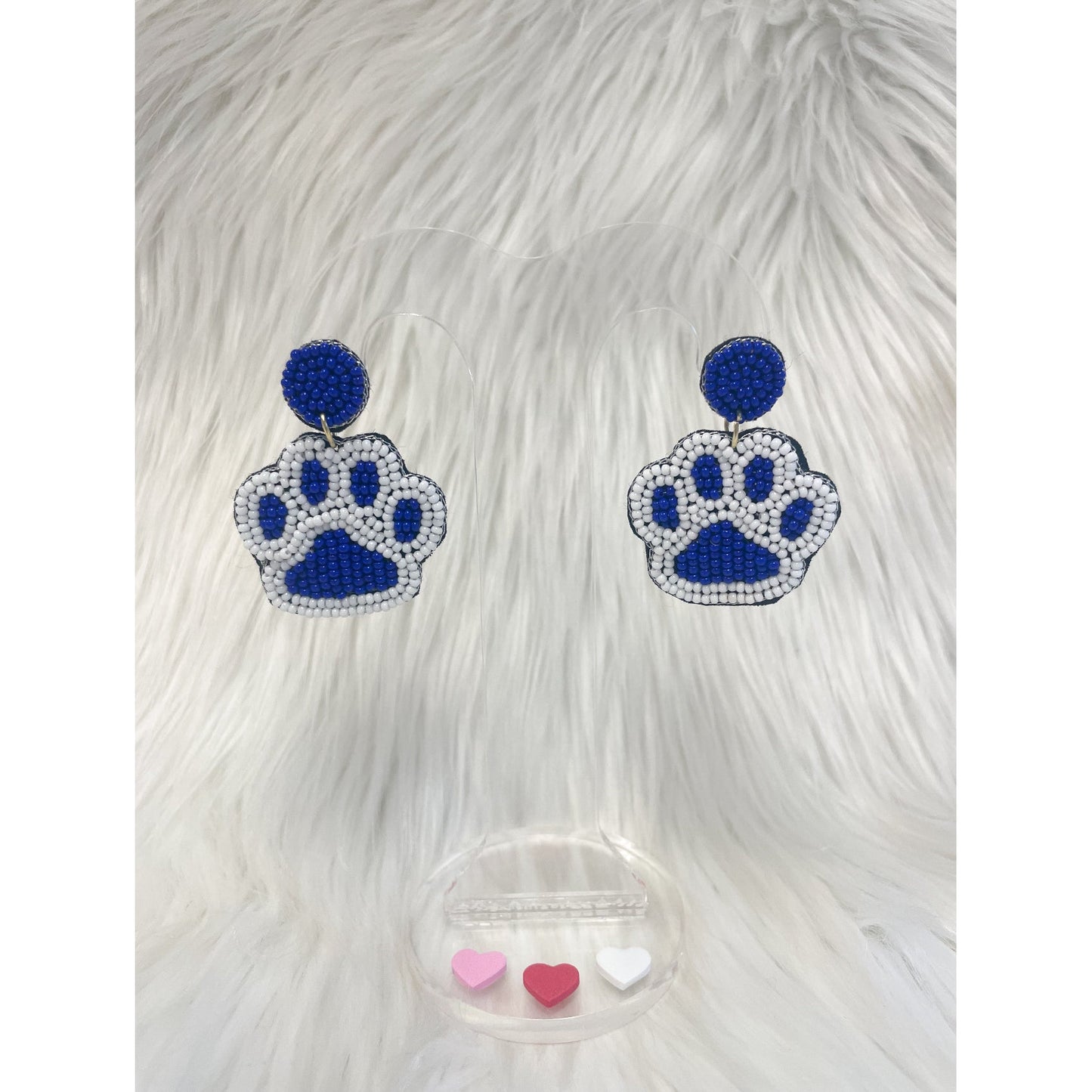 Big Blue Paw Beaded Earrings