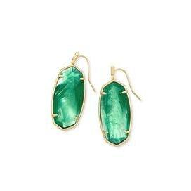 Faceted Elle Earring Gold Jade Green Illusion
