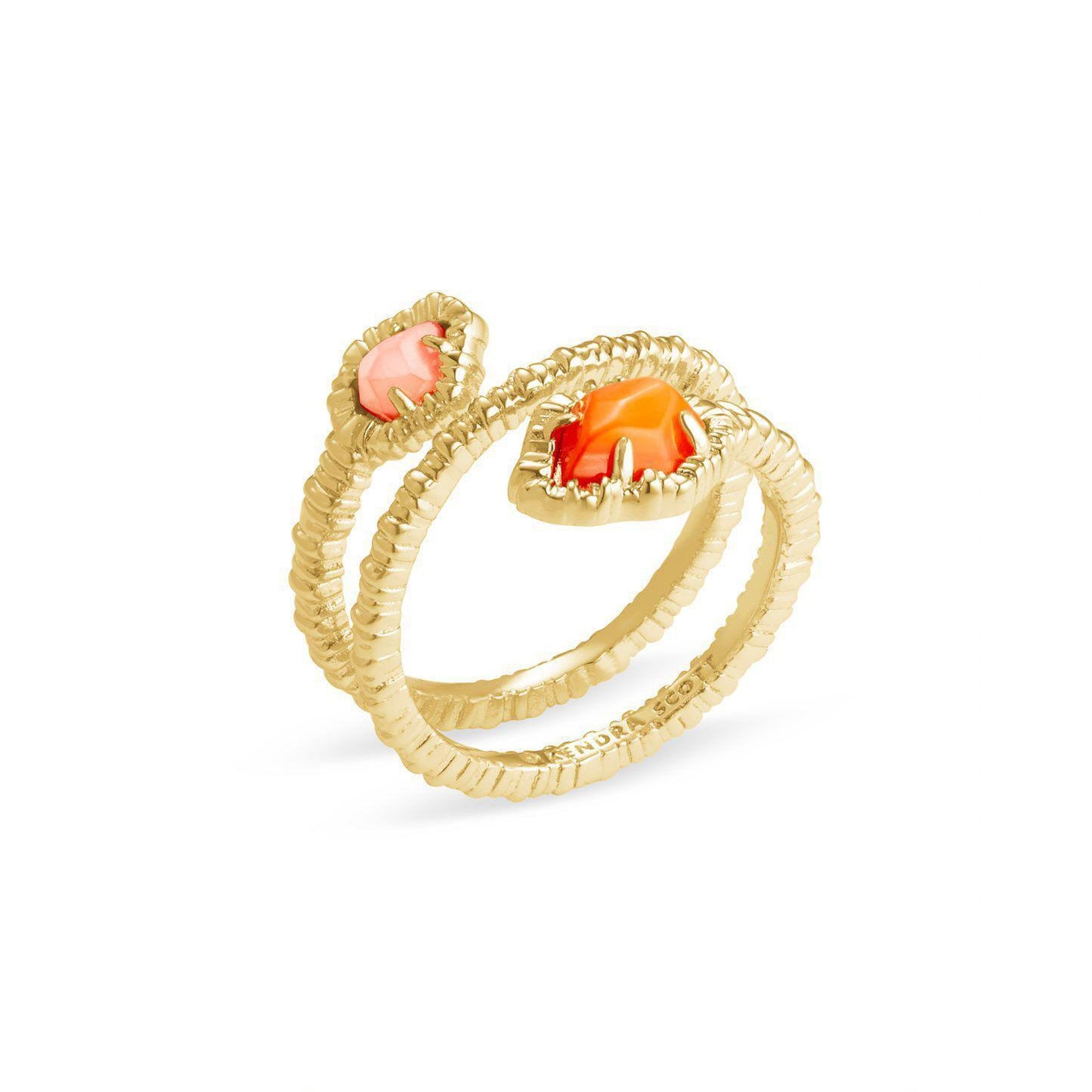 Spring 3 - Tessa Wrap Ring in Gold Papaya MOP