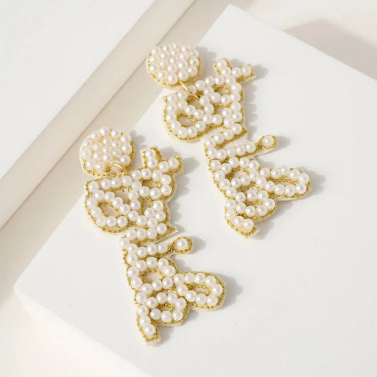 Beaded BRIDE earrings