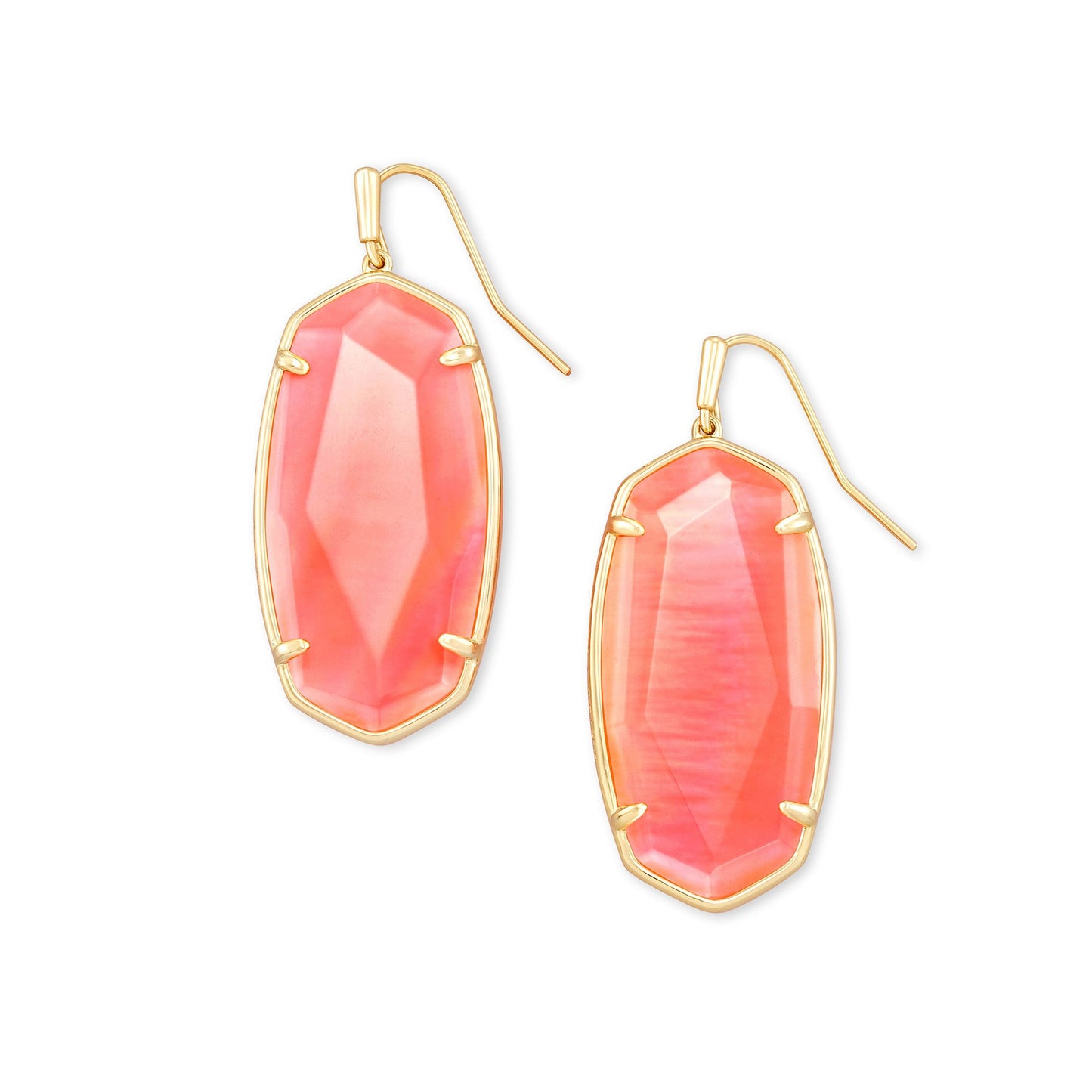 Faceted Elle Drop Earrings In Gold Matte Coral Illusion
