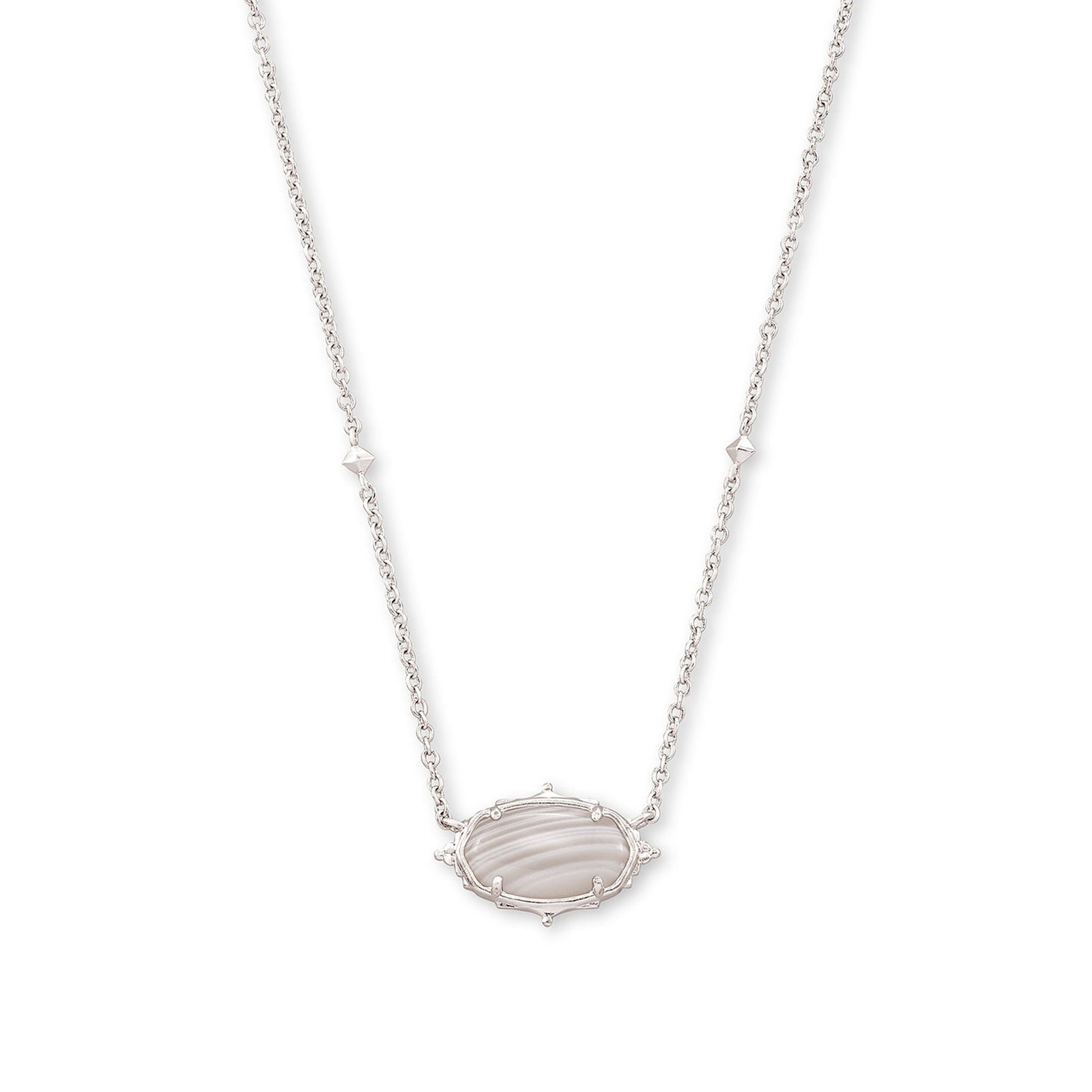 Fall 2 Baroque Elisa Pendant Necklace In Rhodium Gray Banded Agate
