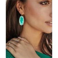 Faceted Elle Earring Gold Jade Green Illusion