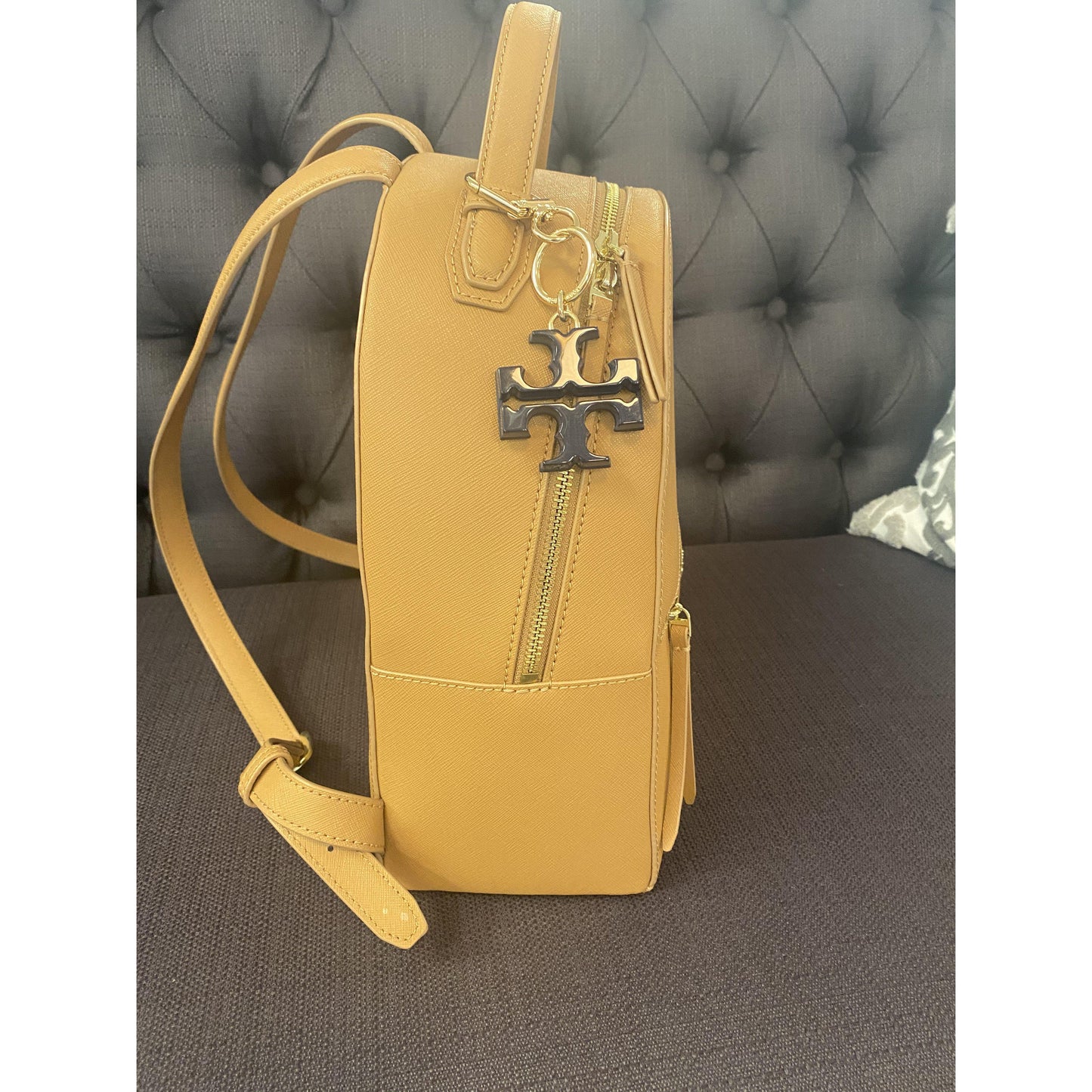 Tory Burch York Zip Backpack with Logo Keychain