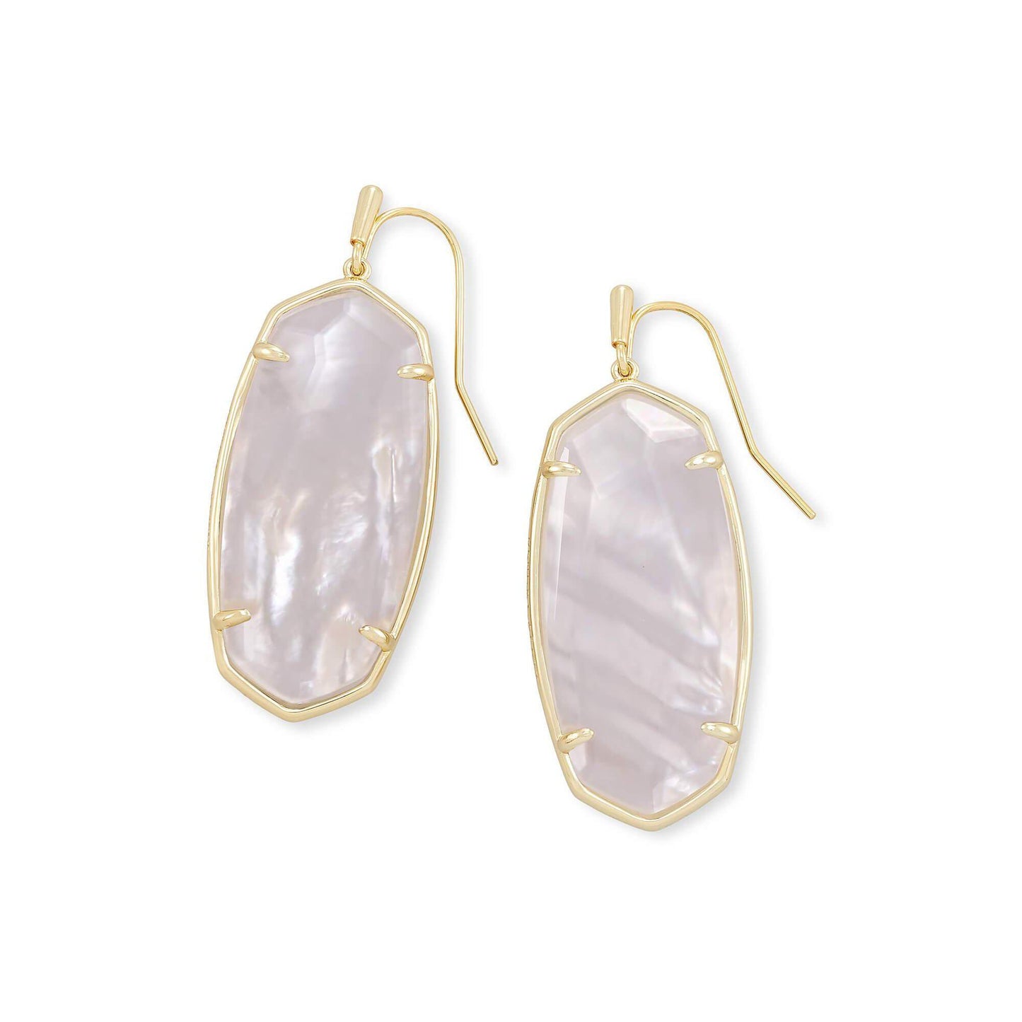 Faceted Elle Earring in Gold Ivory Mother of Pearl
