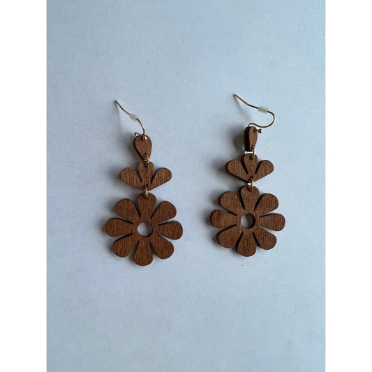 Wooden Flower Earrings